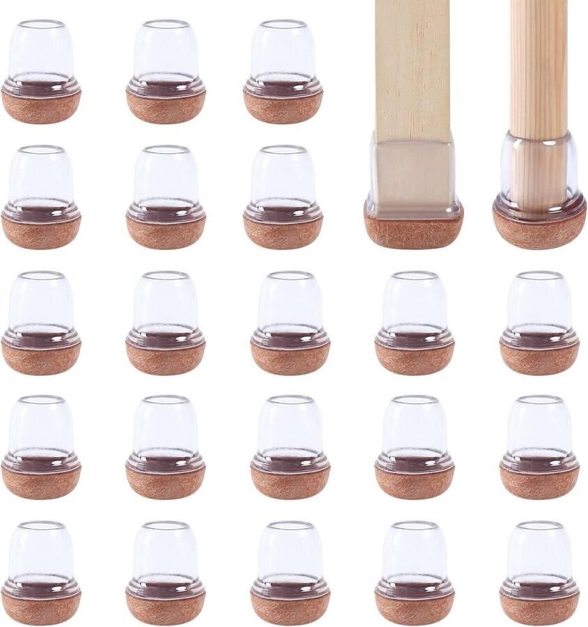 24 stuks siliconen stoelpootbeschermers 14-32 cm transparant meubelpootdoppen vilten pads bescherming hardhouten vloeren tegen krassen meubelschuivers stoelpootbeschermers