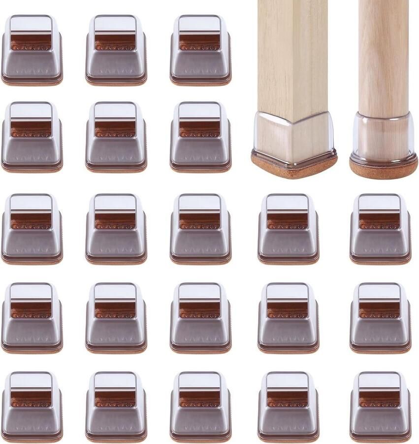 24-stuks siliconen stoelpootbeschermers transparant 14-32 cm meubelpootdoppen bekers vilten pads hardhouten vloeren krassen meubelschuivers