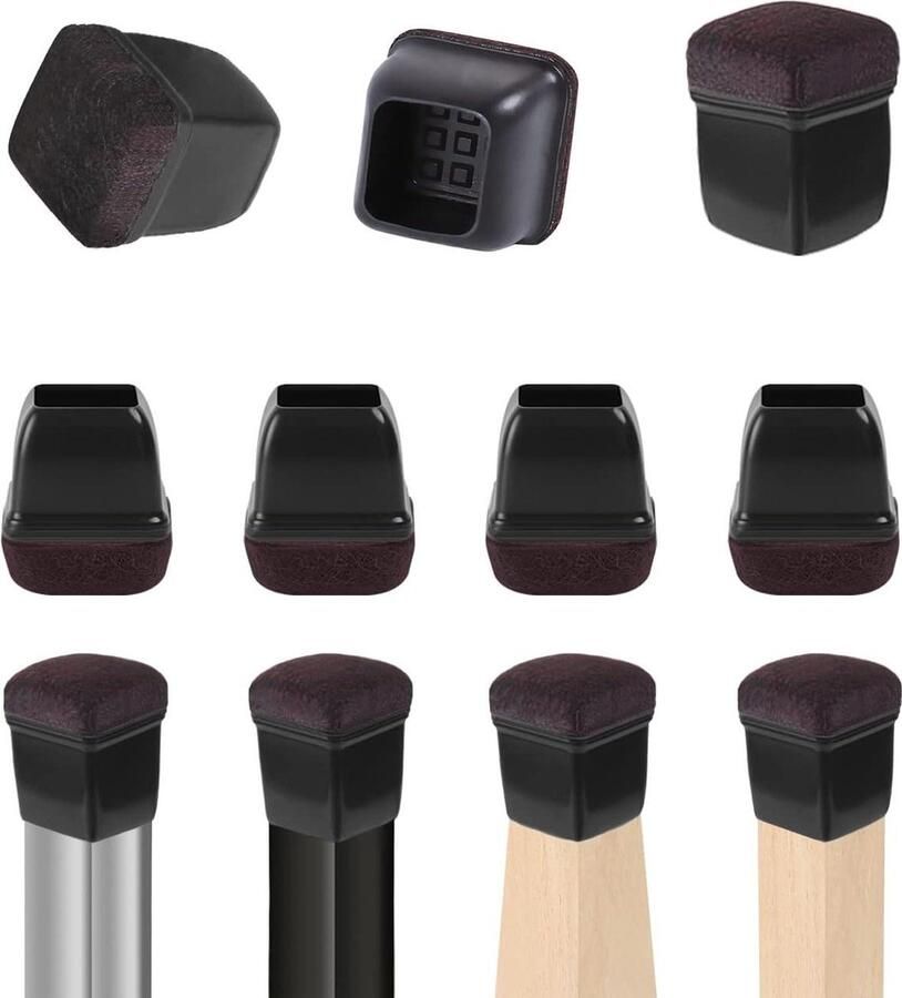 24 stuks siliconen stoelpootkappen vloerbeschermers 19-32 cm zwarte meubelpootkappen met vilten kussentjes rubberen stoelpootkappen voor het beschermen van hardhouten vloeren stoelpootbeschermers