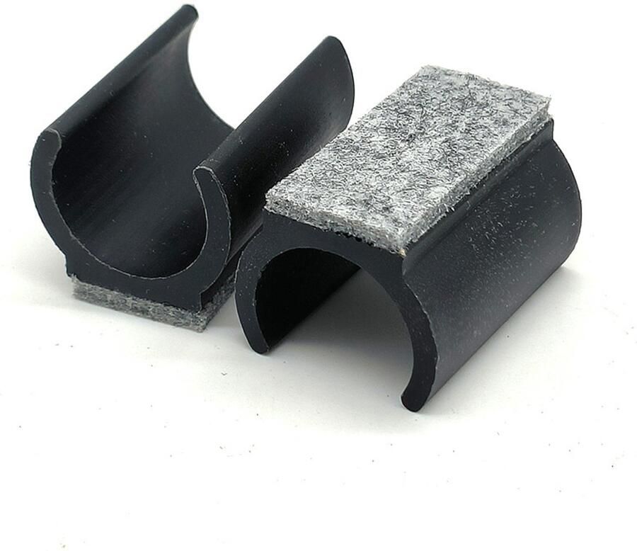 24 stuks Stoelbeschermers stoelpoot vloerbeschermers met viltkussentjes U-vormige stuurbuis vloerbeschermers antislip rechthoekige stoelpoten doppen voor ronde sledevoet stoelpoot (19 mm zwart) - Foto 2