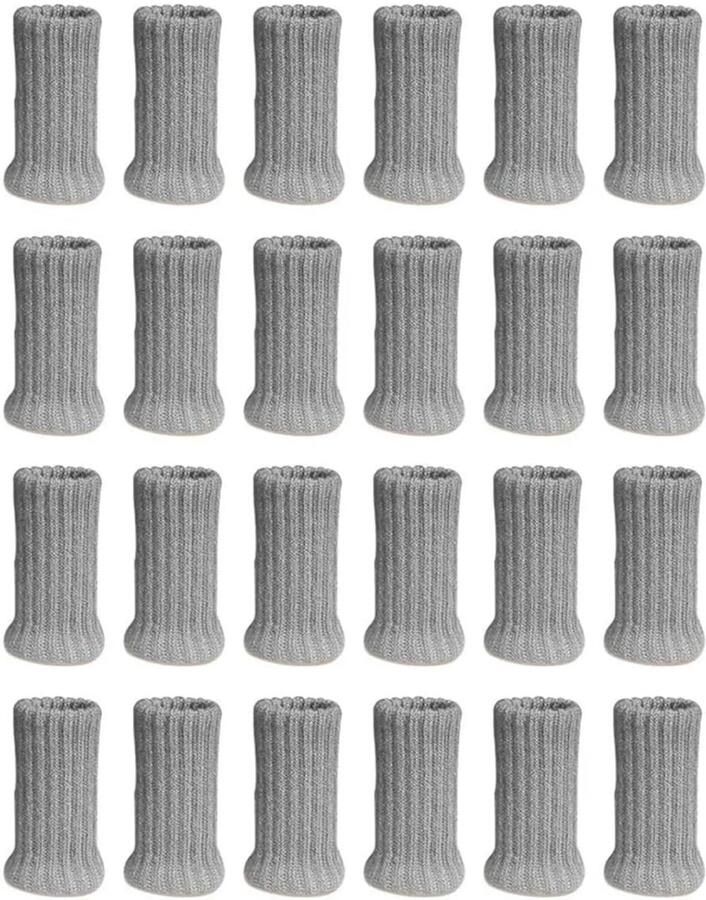 24 stuks Stoelpoot beschermers Stoelpoot sokken Stoelsokjes Vloerbeschermer bureaustoel Gevoeld Ruisreductie Antislip Grijs