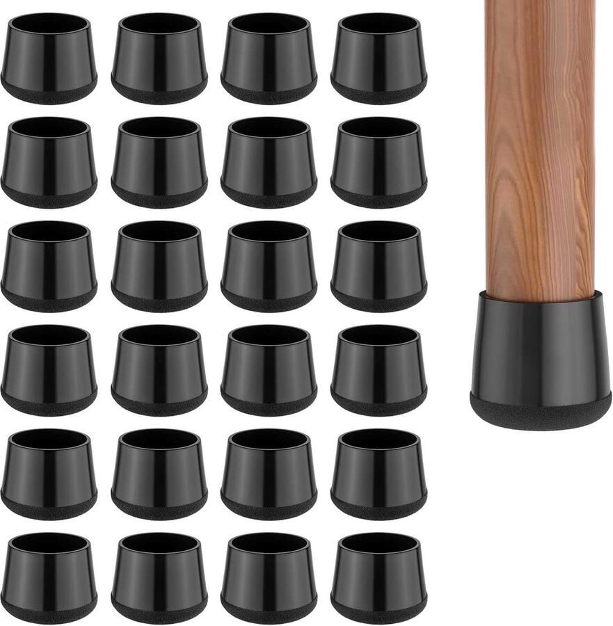 24-Stuks Stoelpootbeschermers Vloerbeschermers Siliconen stoelpootbeschermers Stoelvloerbeschermers Voorkomt krassen Vermindert vloergeluid Kan worden gebruikt om houten en tegelvloeren te beschermen tegen krassen -Zwart