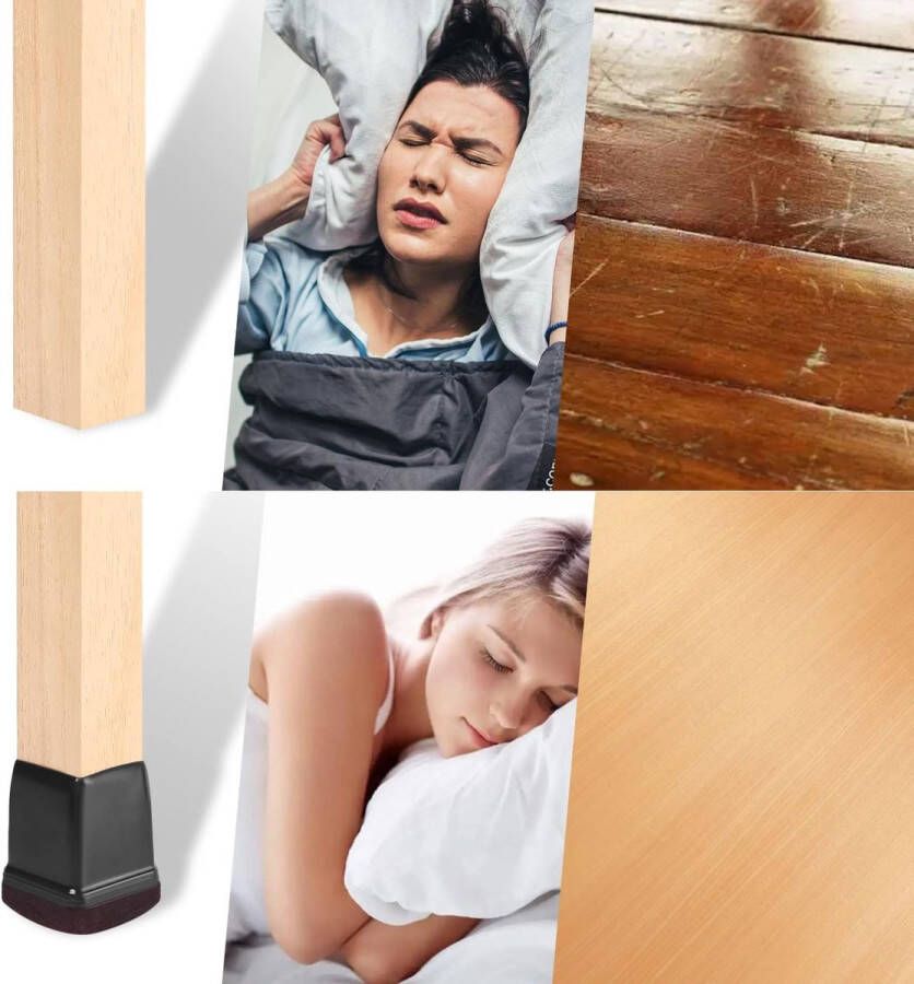 24 stuks stoelpootdoppen met vilt zwarte siliconen 14-19 mm elastische beschermkappen voor stoelpoten mute en krasbestendig stoelpootbeschermers met vilt viltglijders voor stoelen (rechthoekig 0 75 inch)