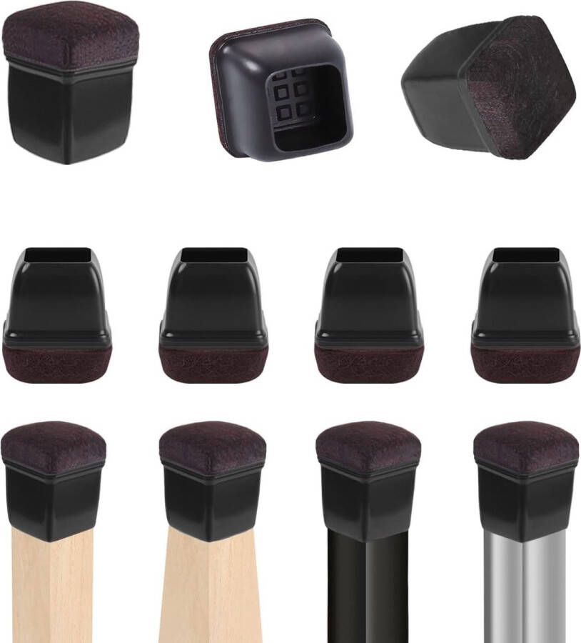 24 stuks stoelpootdoppen met vilt zwarte siliconen 14-19 mm elastische beschermkappen voor stoelpoten mute en krasbestendig stoelpootbeschermers met vilt viltdoppen voor stoelen (rond 0 75 inch)
