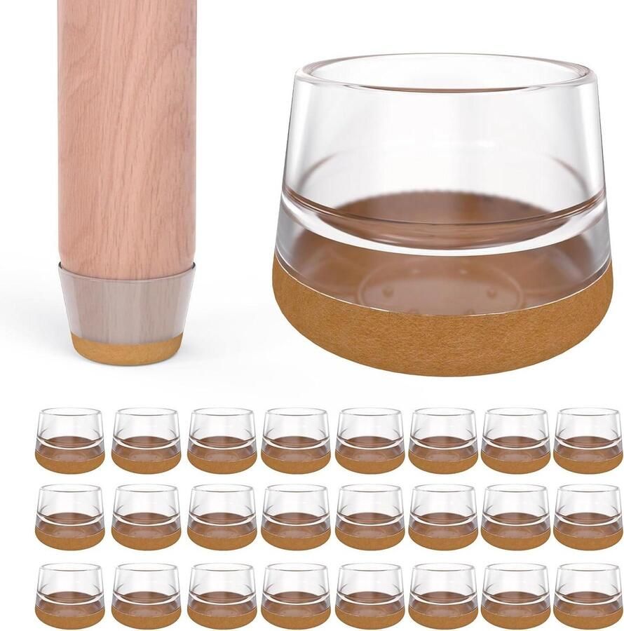 24 stuks stoelpootdoppen transparante siliconen viltdoppen vloerbescherming (diameter 30-37 mm) stoelpootbeschermers