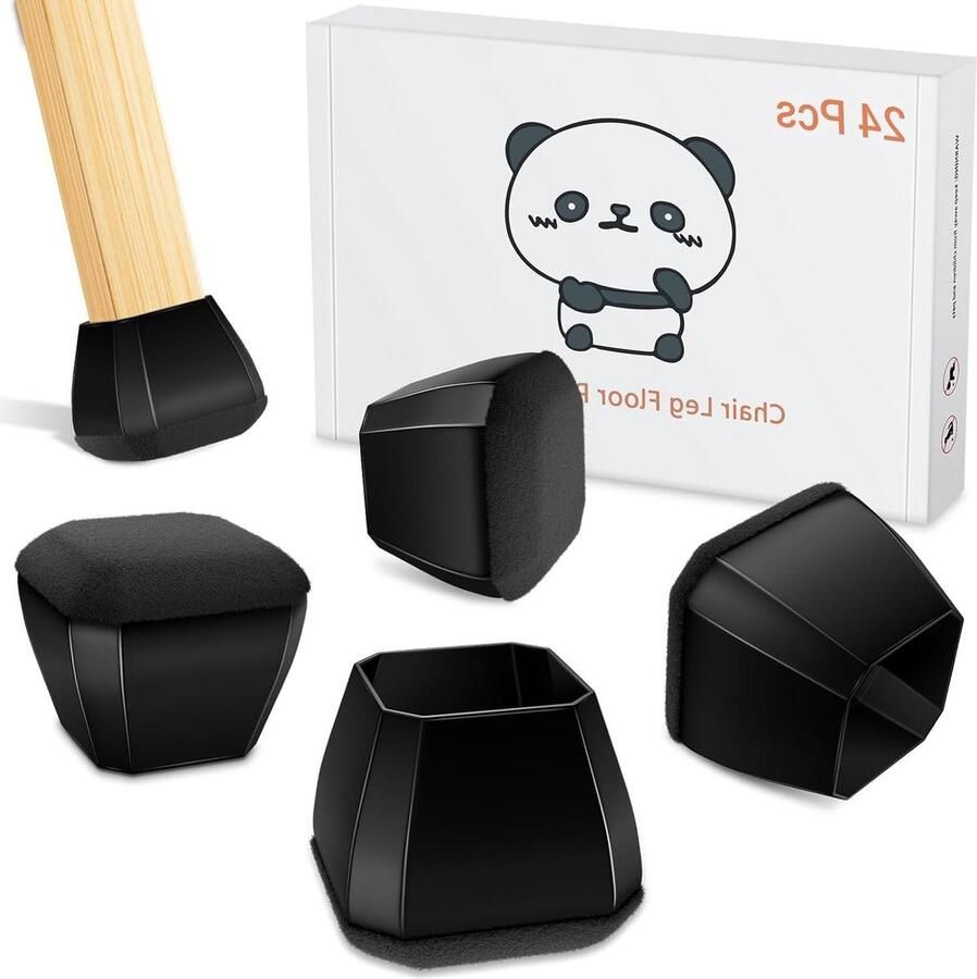 24 stuks stoelpootdoppen vierkant siliconen beschermkappen met vilten kussen geluidsdempend en anti-kras