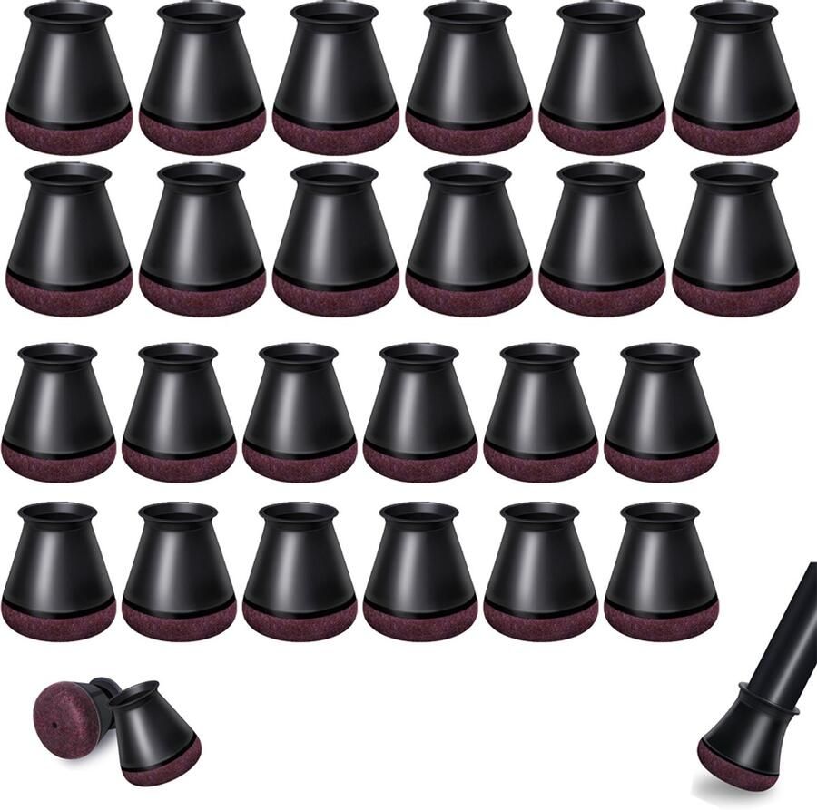 24 Stuks Stoelpoothoes Stoelpoot Beschermers Twee Maten Beschermt Vloeren Vermindert Geluid Doppen Beschermt Houten Vloeren Tegelvloeren Geschikt Voor Alle Ronde Meubelpoten Zwart