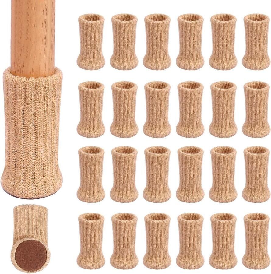 24 stuks stoelpootsokken zeer elastische vloerbeschermers antislip stoelpootvoetsokken hoezen voor meubeldoppen set geschikt voor diameters van 2 5 cm tot 5 cm gebreide meubelbeschermers geel