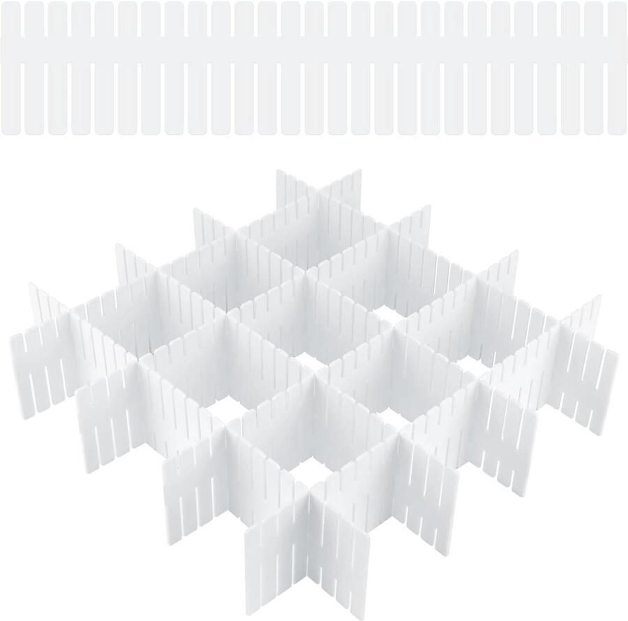24 stuks verstelbare ladeverdelers Organisator voor ondergoed sokken make-up Wit Voor slaapkamer en kantoor