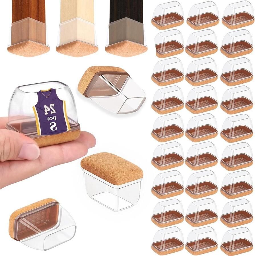 24 stuks vilten meubelpads Stoelpootbeschermers voor hardhouten vloeren Stoelglijders voor barkrukken Bureau stoelpoothoezen met paslengte