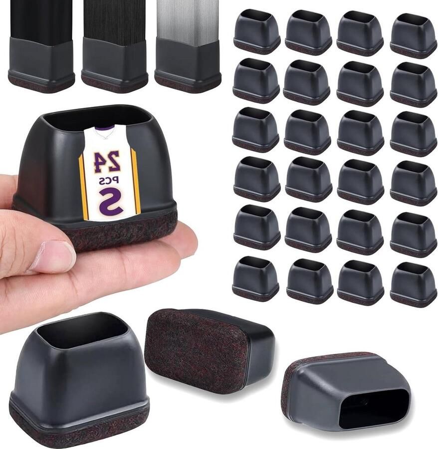 24 stuks vilten stoelglijders voor harde vloeren Meubelpads voor stoelpoten Stoelbeschermers voor bureaus en barkrukken