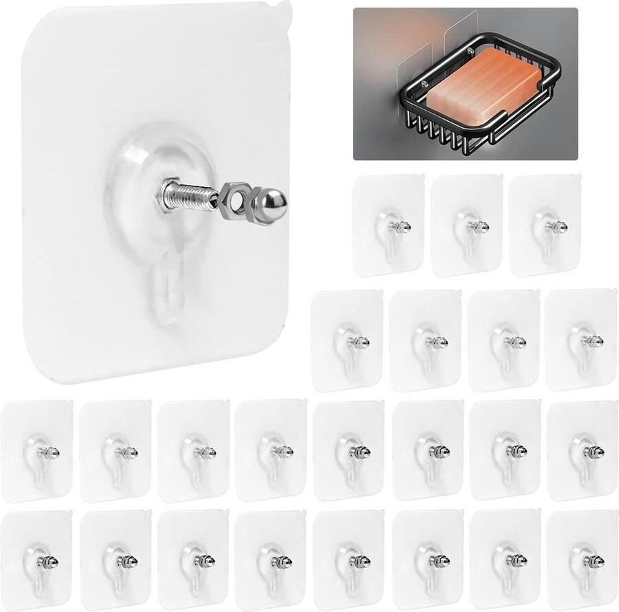 24 stuks zelfklevende schroeven zelfklevende schroeven fotohaken zonder boren transparante waterdichte hangnagels voor foto's schilderijen horloges badkamer keukenkasten
