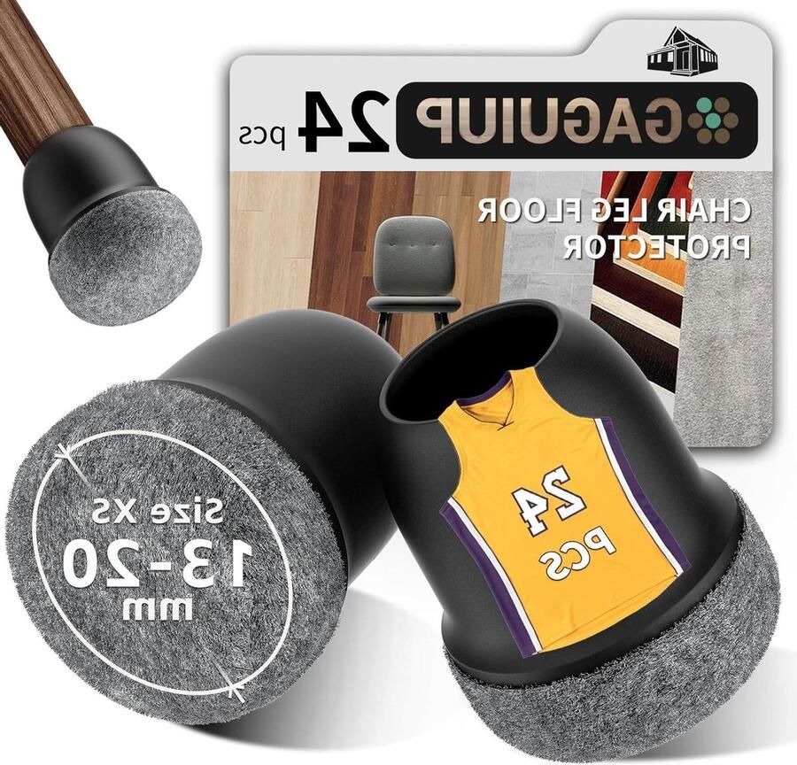 24 stuks zwarte stoelpootdoppen met viltglijders en siliconen beschermkappen 19 cm slijtvaste stoelpootbeschermers