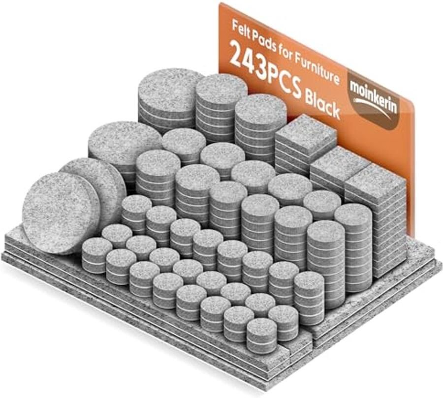 243 Stuks Vilten Pads voor Meubels Grijs 5 mm