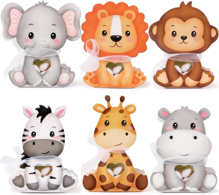 24Pcs Animal Favor Box 10x4x7cm Mini Candy Box Small Sweet Treat Paper Box for Children Baby Shower Birthday Gift Packaging