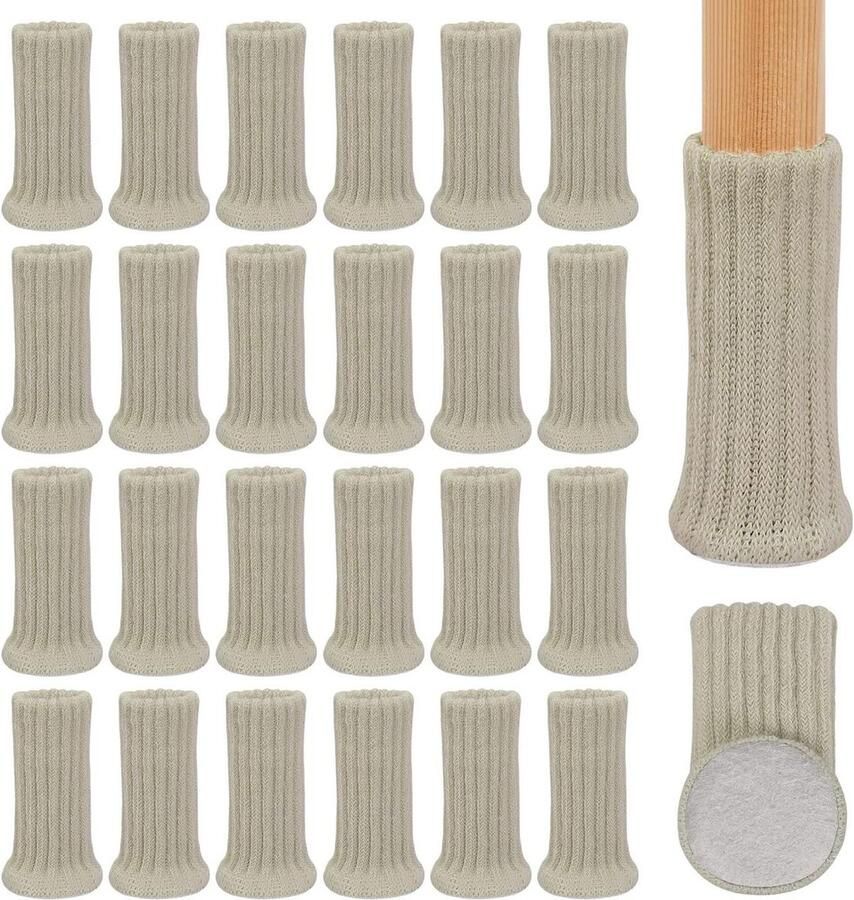 24stks Stoel Been Sokken met Vilt Pads Gebreide Meubelvoetafdekking Stoelpootbeschermers Meubelbeen Sokken Vloerbeschermers voor Stoelpoten 1 tot 2 inch Voorkomen Krassen & Lawaai Contetn in HTML Stoelpoot Sokken stoelpootbeschermers