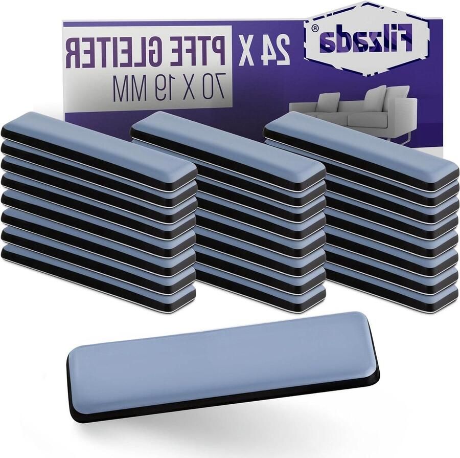 24x Teflon glijders zelfklevend 70 x 19 mm (vierkant) professionele meubelglijders tapijtglijders PTFE (Teflon)