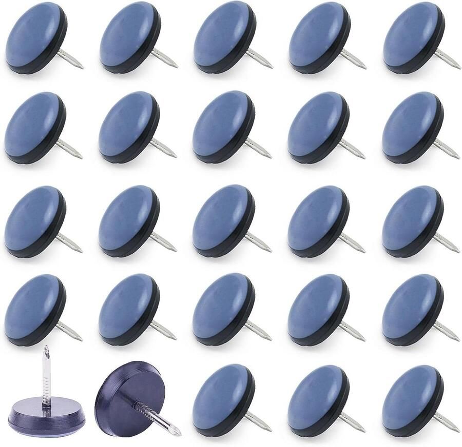 25 mm meubelglijders met spijker 24 stuks PTFE Teflon ronde meubelglijders voor zware meubels verplaatsen bescherm vloeren eenvoudig installeren