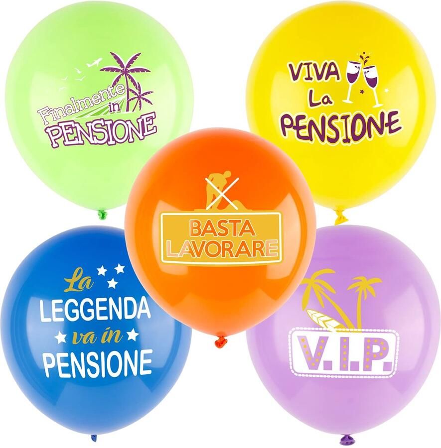 25 Pieces Balloons Retirement Colorful Italian Latex Decoration Gadget Decoration for Party Retirement for Women and Men