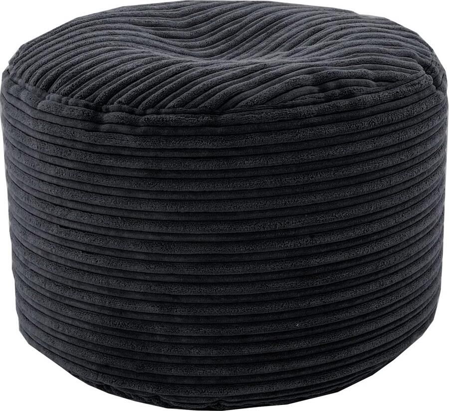 25 Ronde Zitzak Voetenbank Woonkamer Jumbo Koord Voetsteun voor Gebruik Binnen Lichtgewicht Gaming Poef voor Volwassenen Duurzaam Ergonomisch Ontwerp voor Urenlang Ontspanning (Zwart)