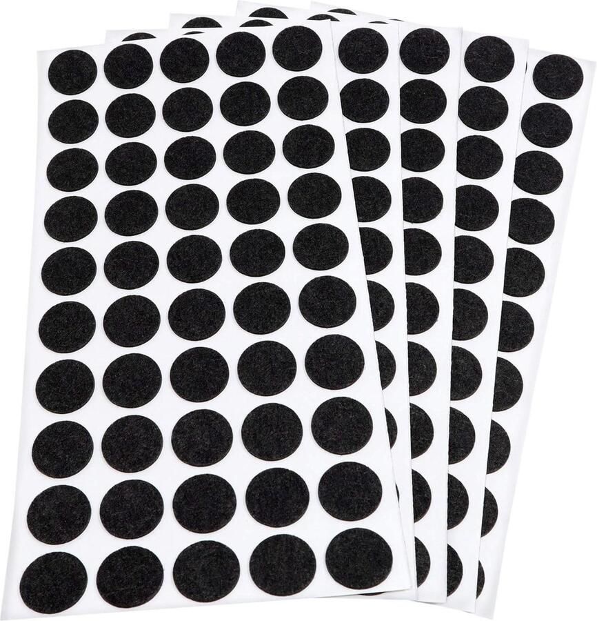 250x zwarte zelfklevende viltdoppen ø 20 mm rond dunne meubelglijders van vilt 15 mm