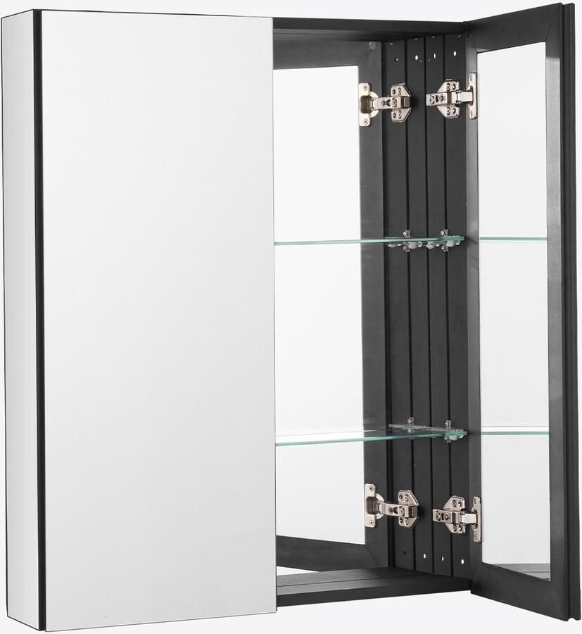 26 x 30 inch Medicijnkastje Badkamer Medicijnkastje Met Spiegel Wandkast Met Aluminium Frame Voor Badkamer 2-Laags Verstelbare Planken Inbouw En Wandmontage