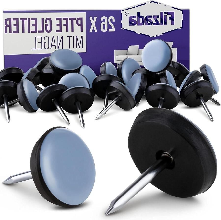 26x Glijdernagel Ø 19 mm (rond) Meubelglijder Tapijtglijder PTFE (Teflon) incl. Schroeven