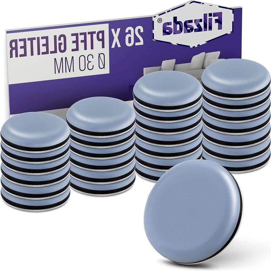 26x zelfklevende Teflon glijders Ø 30 mm professionele meubelglijders tapijtglijders met PTFE