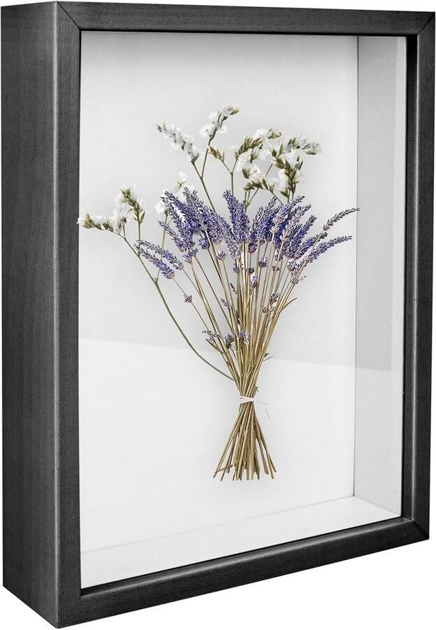 27 x 22 cm 3D Photo Frame Diepe Houten Object Fotolijst voor 3D Vulling Diepe Doos met Acrylblad voor Wanddecoratie of Bureau Familieherinneringen (Zwart)