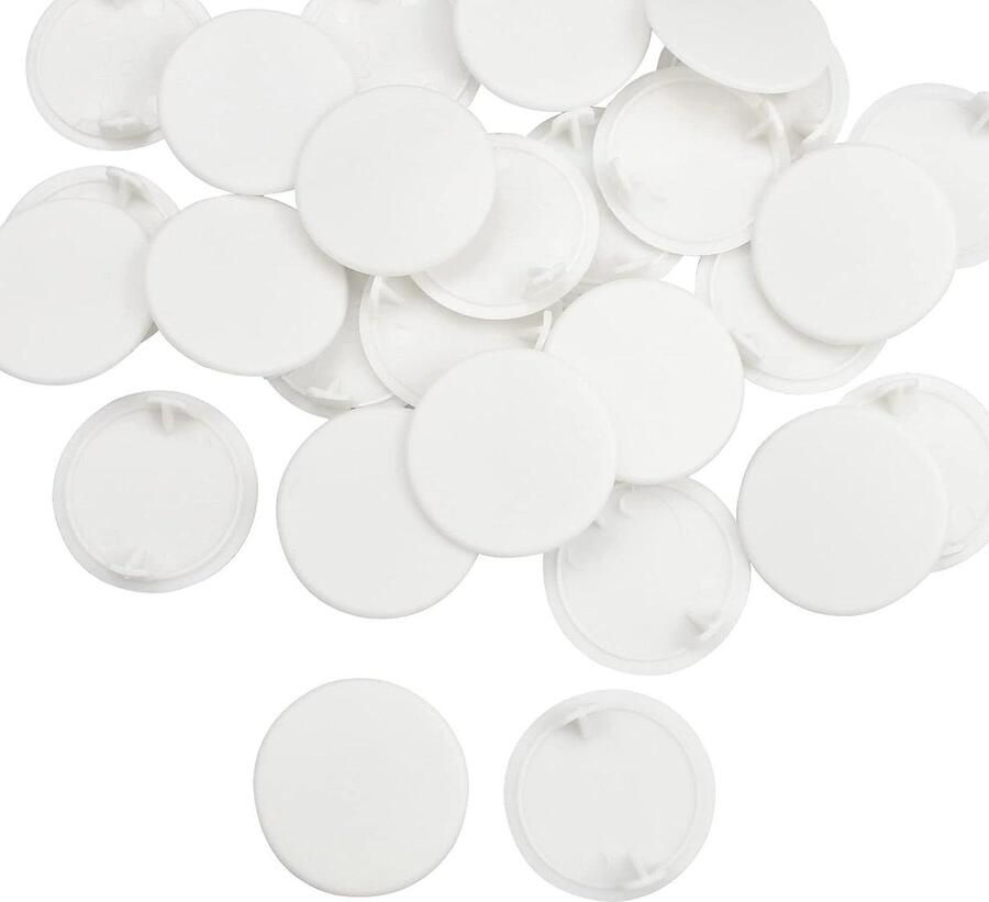 28-delige Plastic Scharniergatvulstukken voor Keukenkasten (35mm Wit) Eenvoudige Stijl & Decoratief Keuken Accessoires Kant-en-klaar Set