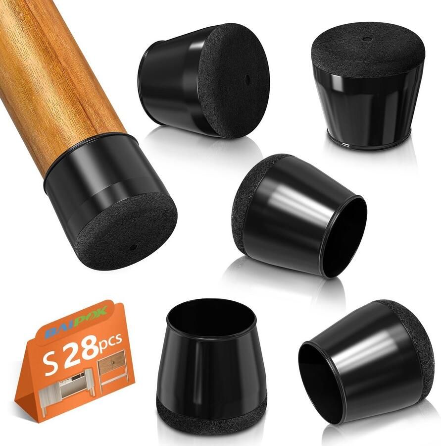 28 stuks ronde stoelpootdoppen siliconen beschermkappen voor stoelpoten rechthoekige viltglijders voor stoelen stoelpootbeschermers voor hardhouten vloeren (pasvorm: 20-30 mm)