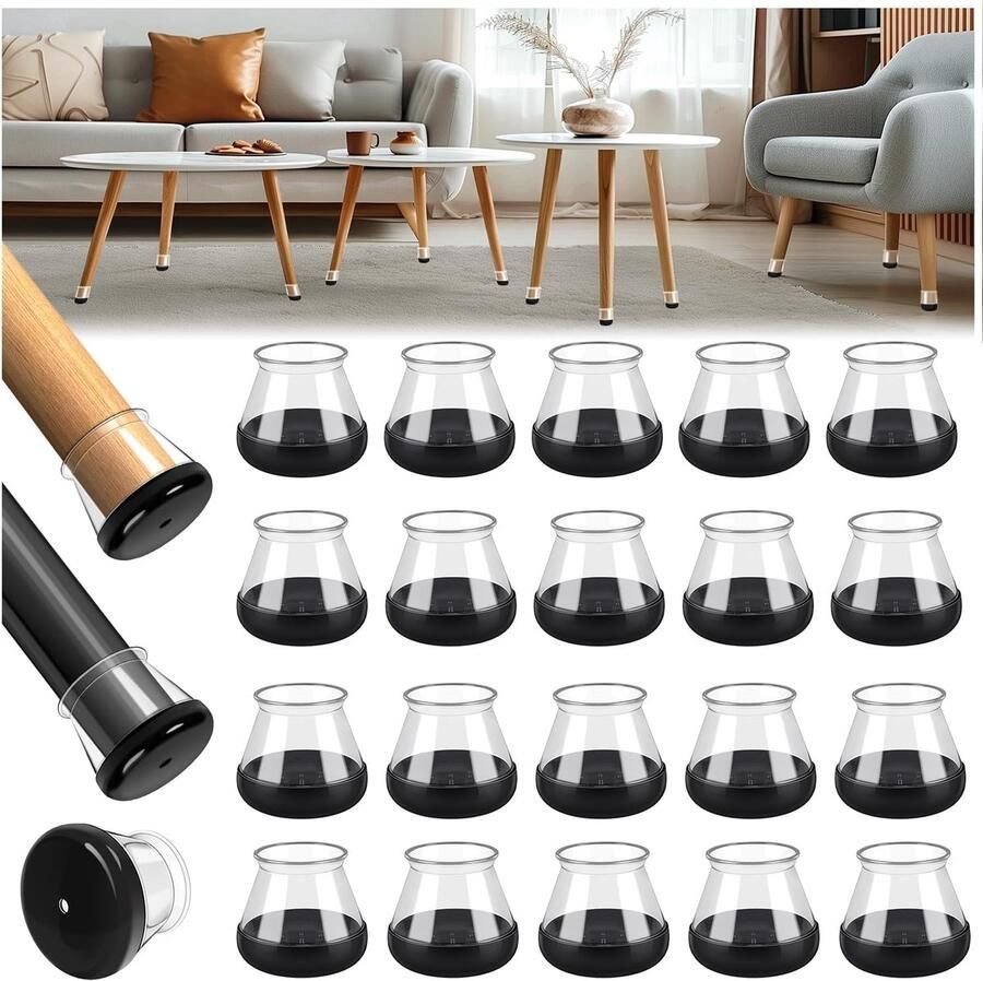 28 Stuks Stoelpootbeschermer Siliconen beschermkappen Stoelpoot Beschermers Roud medium siliconen stoelkussen Anti-Kras Vilt Meubelkussens Stoelpoot beschermers Tapijt Stoelpootkussens (pasvorm: 20 1-30 mm) Vloerbescherming Zwart