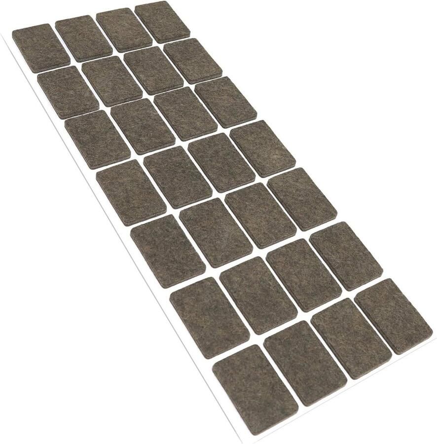 28 x self-adhesive felt gliders Brown 20x30 mm Rectangular Furniture felt glides with a thickness of 3.5 mm Furniture and floor protection