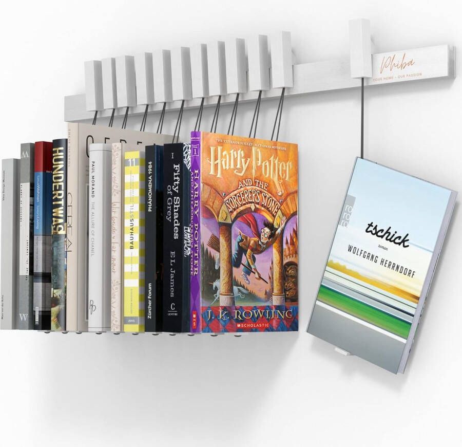 2in1 Boekenplank Uniek Duurzaam Innovatief Wandplank met Bladwijzers Smalle plank voor boeken Natuurlijke houten boekenkast