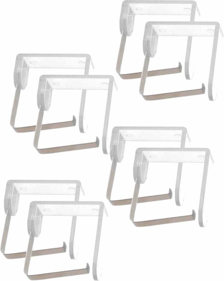 16x Tafelkleed klemmen transparant 4 5 x 4 5 cm kunststof Plastic tafelkleedklemmen Tafelzeilklemmen Tafellaken klemmen