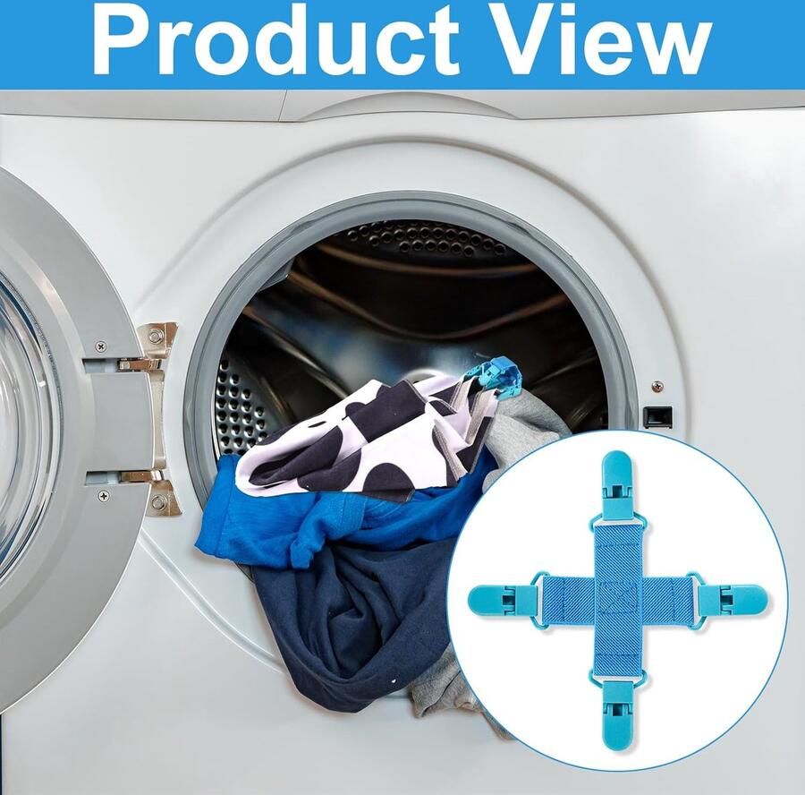 2pcs Bed Sheet Detangler Blue Sheet Detangler Fitted Sheet Dryer Detangle Clips Wad Preventer voor Duvet en Kleding Voorkomt Knopen en Draaiingen