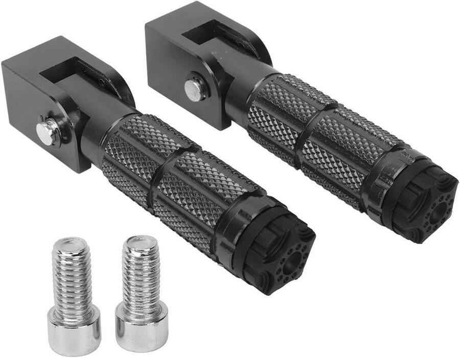 2Pcs Foldable Passenger Foot Pegs for Motorcycle M8 Non-slip Aluminum Footrest Universal Cycling ATV UTV Go Kart (Black) Adly Scooter Foot Nails