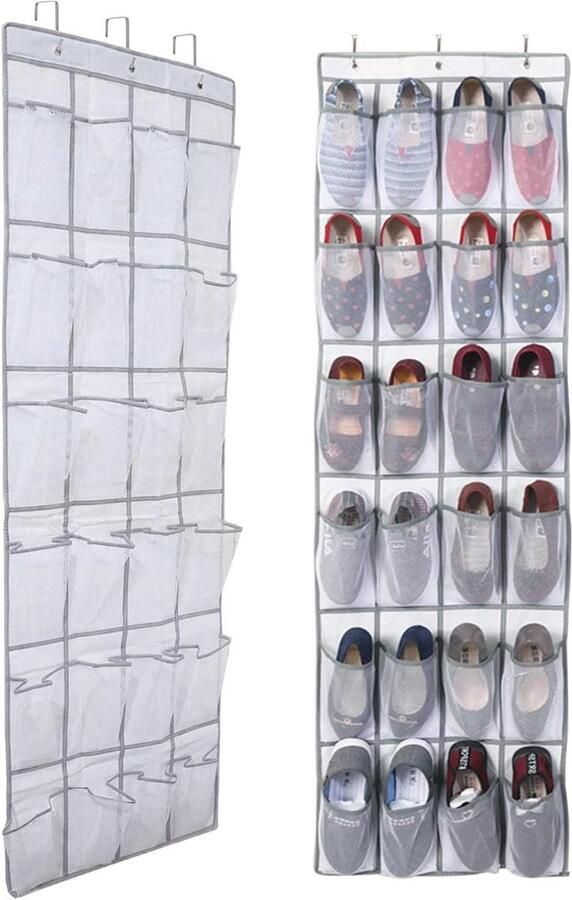 2pcs Hanging Storage Bag with 24 Compartments for Shoes Multifunctional Organizer for Bedroom Living Room Bathroom