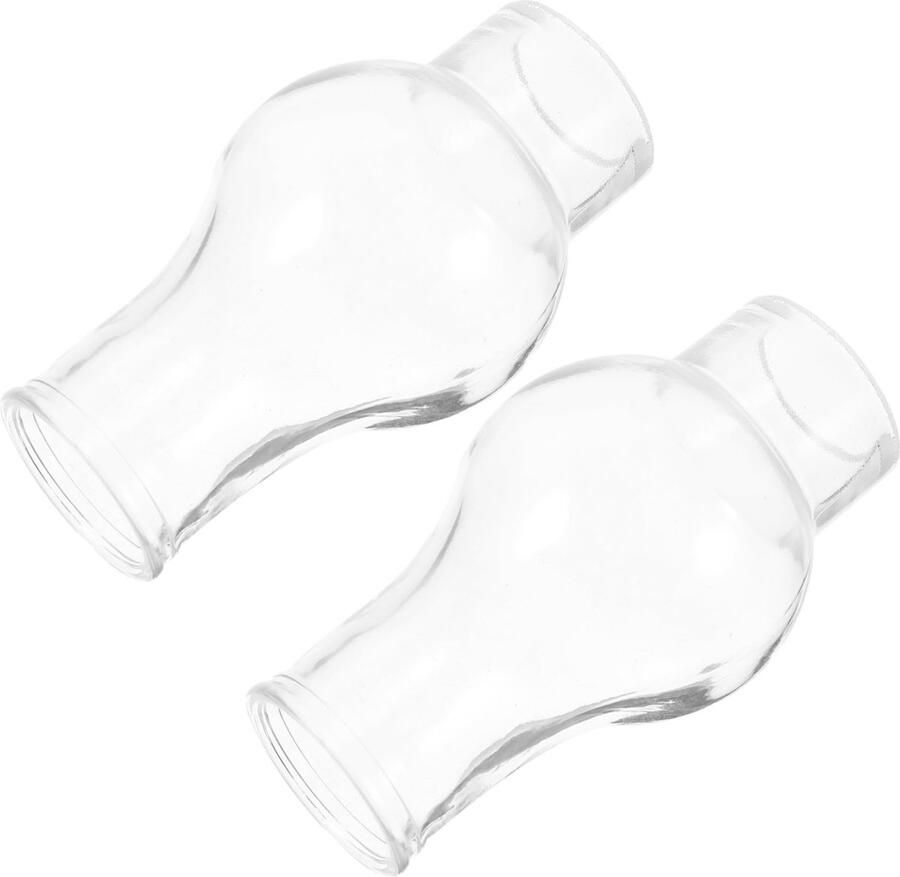 2pcs Lampshade Small Oil Lantern Shade Viennese Glass Cylinder Glass Lamp Lantern Wind Light Petroleum Lamp Stove Of Glass Part Glass Lid