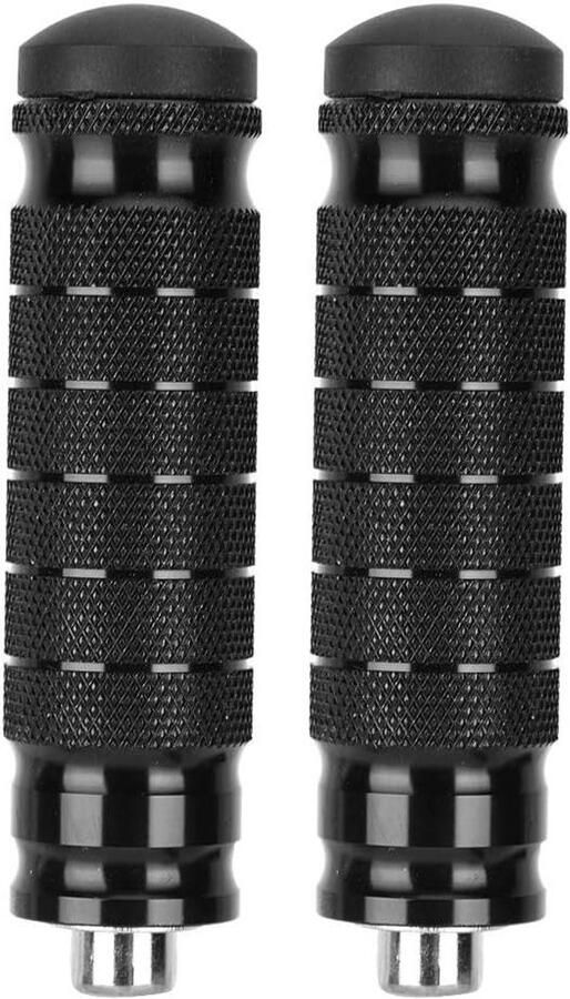 2Pcs M8 Motorcycle Rear Footrests Passenger Non-slip Footrest Pegs Pedals Black
