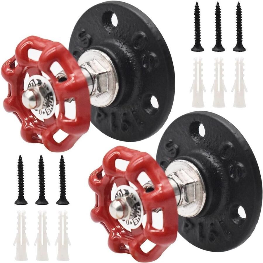 2pcs Vintage Wall Hooks Vintage Industrial Tube Bar Hooks Creatieve Metalen Handwiel Haakjes Kleine Ronde Wandgemonteerde Kapstok Haak IJzeren Tube Wandbeugel voor Antieke Woondecoratie