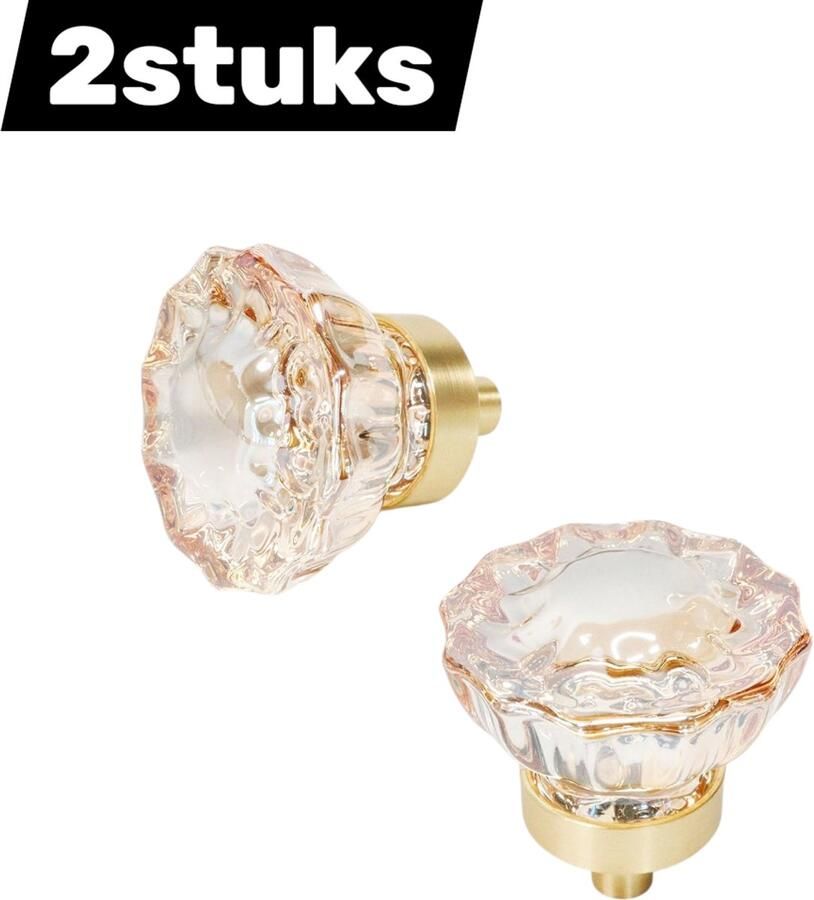 2stuks Handgreep Enkel gat Kristallen ladeknop voor dressoirs kasten keukens badkamers Champagne