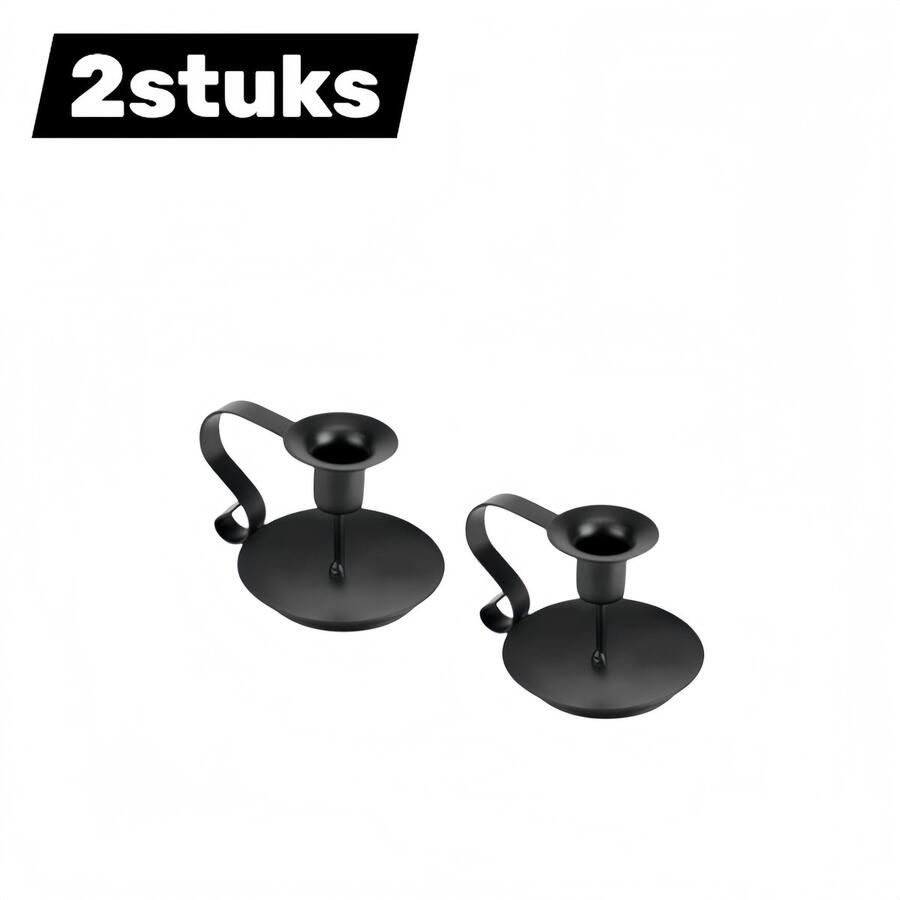 2stuks kandelaar IJzeren Kandelaar Sierlijke Kaarshouder voor op Tafel Romantische Sfeerverlichting voor Huis en Feest woondecoratie、feestdecoratie zwart