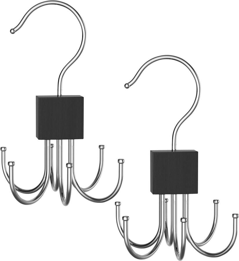 2stuks Riemhanger stropdashanger Sjaalhanger 6 haken riem organizer 360 graden draaibare beugel voor kast Handig voor in de Kast Stropdassen ophangen Kast Organizer Multifunctionele opberg