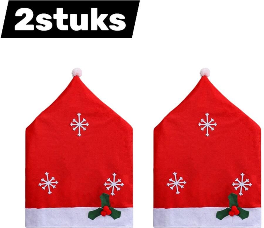 2stuks Stoelhoezen Kerstdecoraties voor stoelen Kerstman met rode hoed en sneeuwvlok Voor keuken- en eetkamerstoelen stoelhoezensets Voor Kerstmis Feestdecoraties Wit