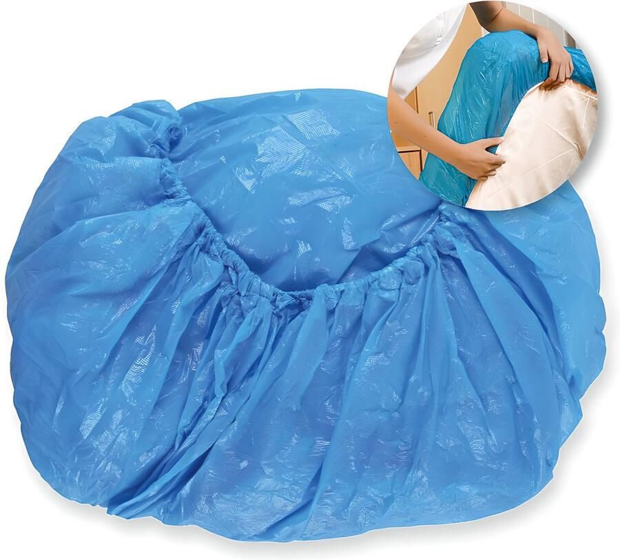 2WINS waterdichte matras overtrek beschermer matrashoes matrasovertrek waterdicht wegwerp 90 x 210 blauw 10 stuks