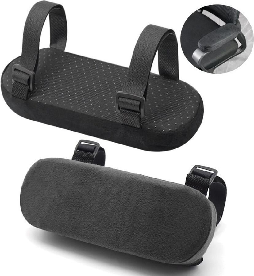2x Armleuning Kussen Voor Bureaustoel Ergonomische Armpads Universeel Zachte Pads Ondersteuning voor Ellebogen en Onderarmen Drukontlasting Steun voor Armleuningen in Zwart