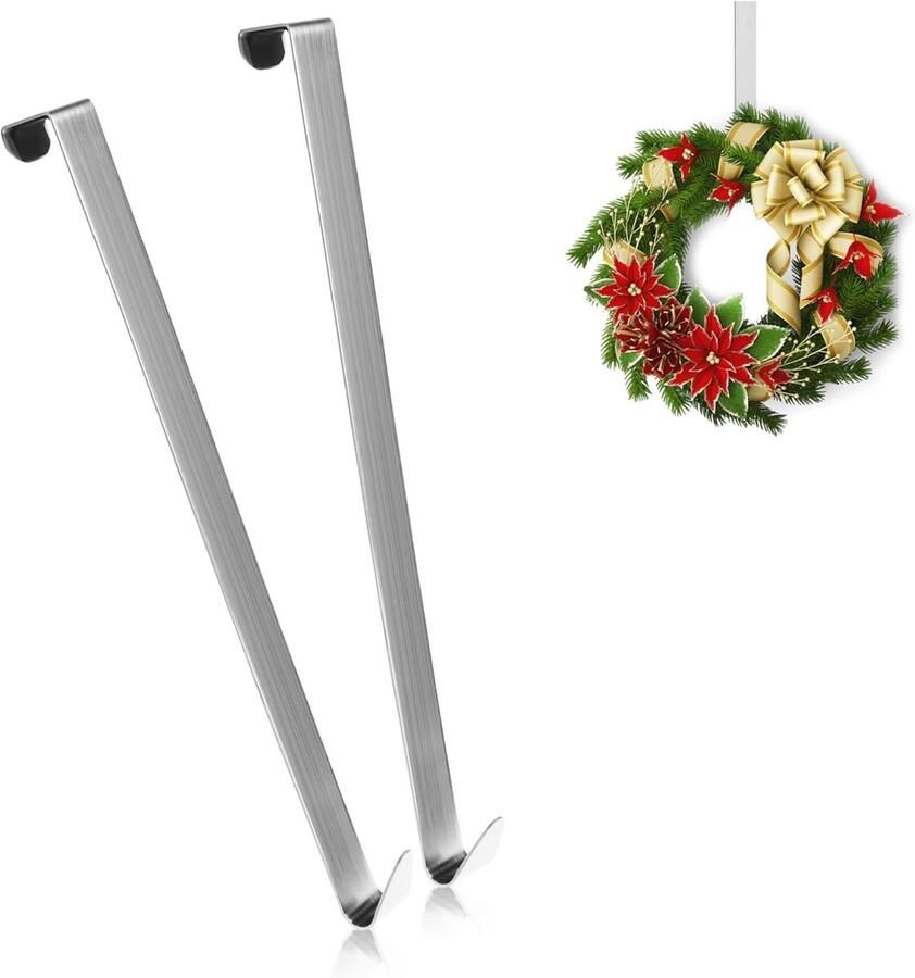 2x Deurhaken van roestvrij staal 27 cm Decoratiehaken Hangers voor buitendeuren Kapstokhaken Deurkranshaken