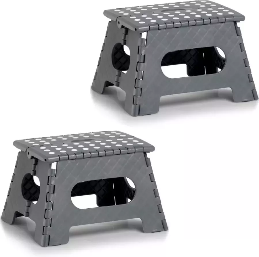 2x Donkergrijze opvouwbare opstapjes opstapkrukjes toiletkrukjes 35 x 22 cm Huishouding Huishoudkrukje opstapje Toiletkrukje