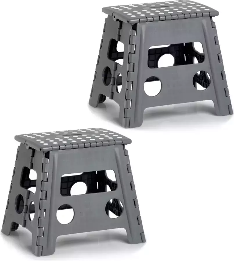 2x Donkergrijze opvouwbare opstapjes opstapkrukjes toiletkrukjes 37 x 32 cm Huishouding Huishoudkrukje opstapje Toiletkrukje